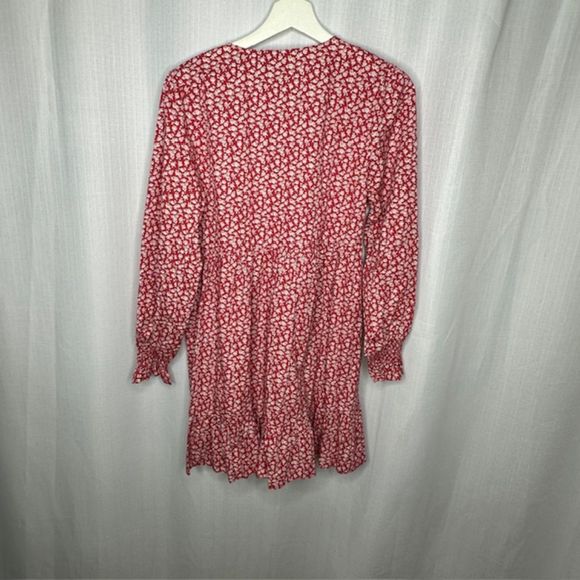 ASOS Red Floral Empire Waist Cotton‎ Gathered Dress - Picture 4 of 5